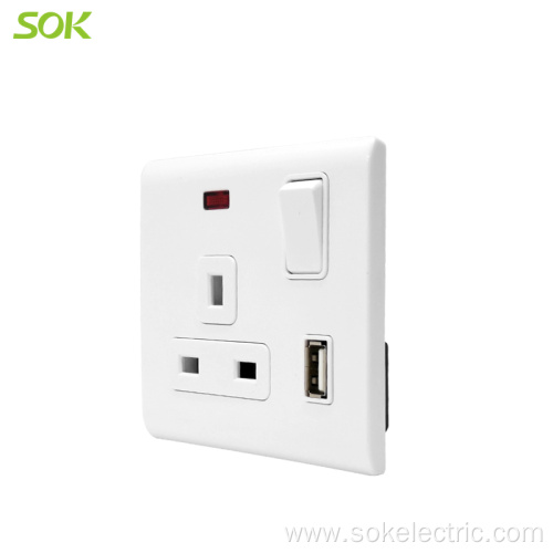 2.1A 13A USB Charger Double Pole Switched Outlet